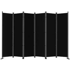 SUNALLY Room Divider 6FT Folding Privacy Screens, 6 Panel Fabric Divider for Room Separation, 132" W Freestanding Portable Wall Dividers Screen for Home Dorm Studio Office, Black
