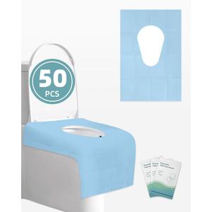 50 Pack Disposable Toilet Seat Covers 16x24 Inch Extra Large Individually Wrapped Toilet Seat Shields Travel Accessories for Adults Kids-Blue