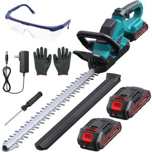 20'' Hedge Trimmer Cordless with Battery, Electric Handheld Bush Clipper with 2 Pack Rechargeable Batteries, 3000RPM 180 Rotatable Head, 2/3'' Blade Gap, Gardening Gifts for Mother's Day