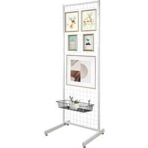White Finish Gridwall Panel Display Stand One-Step Installation, L Base