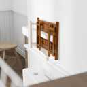 VaeFae Teak Wood Floating Shelves Bathroom, Foldable Wooden Rack Wall Mount, 2 Shelves