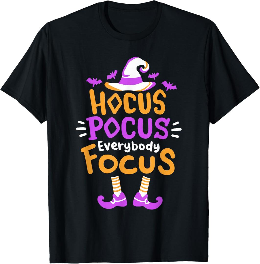 Hocus Pocus Everybody Focus Funny Halloween Costume Teachers T-Shirt,  2XL Woman