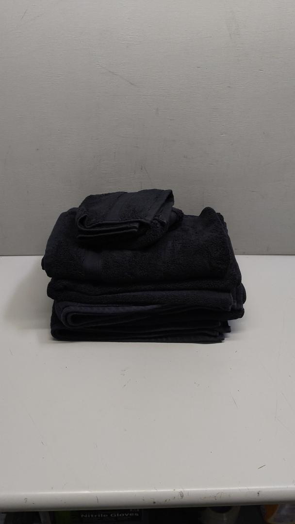 Kaufman - Luxury 100% Cotton Towels | 6 Piece Bath Towel Set | 2 Bath Towels (54 in x 30 in), 2 Hand Towels (16 x 28), 2 Washcloths (13 x 13) | Soft, Absorbent Towels for Bathroom Black