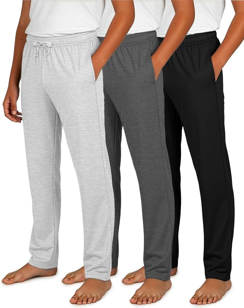 Real Essentials 3 Pack: Boys Cotton Soft Pajama Pants Kids Bottoms Pjs Youth Teen Pijamas Sleep Pyjamas Lounge para Nios (16-18)