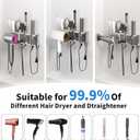 Hair Dryer Holder, Hair Tool Organizer, Blow Dryer Hanger Wall Mount for Dryer Hook, Bathroom Space-Saving Blow Dryer Organizer, Curling Irons Storage Wall Mounted (Gray)