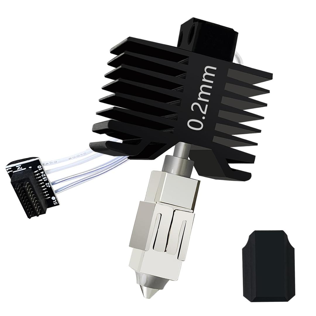 HzdaDeve Upgraded 0.2MM P1S/P1P Hotend Hot End Full Assembly Print Head Hardened Steel Nozzle Extruder Ceramic Heater Cartridge Rod Thermistor Kit Replacement for Bambu Lab P1S P1P Series