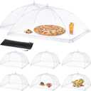 Anpro Food Covers for Outdoors- 2 Extra Large (40"x25") + 6 Large (17"x17") Pop-Up Mesh Food Tents, Collapsible Reusable Bug-Proof Nets for Picnics, BBQs & Camping, Stainless Steel Frame
