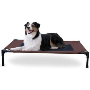 K&H Pet Products Outdoor Elevated Dog Cot, Breathable Cooling Elevated Cot Hammock Pet Bed for Large Dogs, Washable Mesh Cover, Raised Metal Frame, Collapsible, Portable - Large 42 X 30in Chocolate