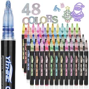 Outline Shimmer Markers, Tween Teen Girl Gifts Trendy Stuff, 48 Glitter Metallic Gel Pens Coloring, Arts and Crafts Drawing Supplies Kits Birthday Gift for Kids Girls Ages 4, 6, 8, 10, 12 Year Old