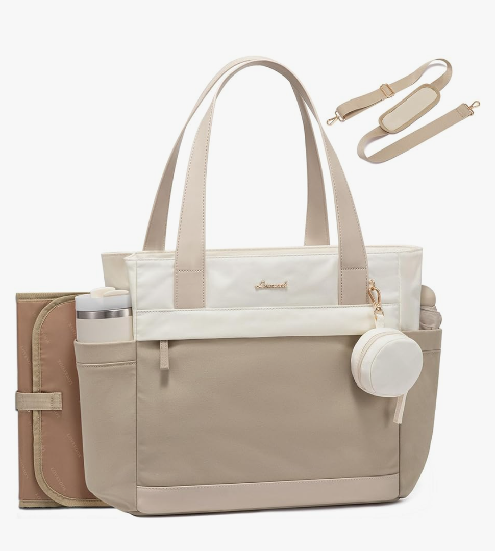 LOVEVOOK Diaper Bag Tote Large Baby Bag for Mom Hospital and Travel Diaper Tote for Baby Boy with Pacifier Case Changing Pad