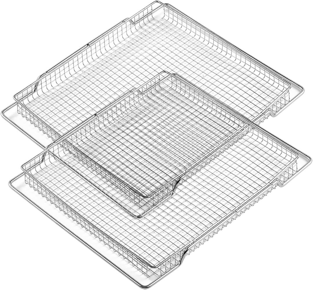 BOV800XL Air Fryer Basket Replacement Parts for Breville Smart Oven Air Fryer Rack 304 Stainless Steel 14’’ x 11.5’’ Toaster Oven Wire Rack B0V800XL B0V845 BSSUSC BOV845BSS Mesh Air Fry Basket 2 Pcs