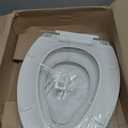 Durable Round Toilet Seat with Slow Soft Close - Easy to Install and Clean, Never Loosens - White, Fits Most Round Toilets