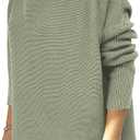 ANRABESS Women's Oversized Turtleneck Batwing Sleeve Spilt Casual Loose Knit Tunic Pullover Sweater Tops 2025 Fall Outfits (Gray, XS)