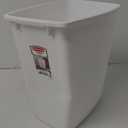 Rubbermaid Small Kitchen Bathroom Trash Can, 9 Gallons, White, Waste Basket for Under Counter/ Kitchen/ Office/ Bedroom/ Bathroom