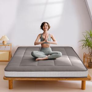 MAXYOYO 6" Extra Thick Floor Futon Mattress, Foldable Japanese Floor Mattress for Adults, Roll Up Tatami Pad for Guest Room, Dark Grey, Queen