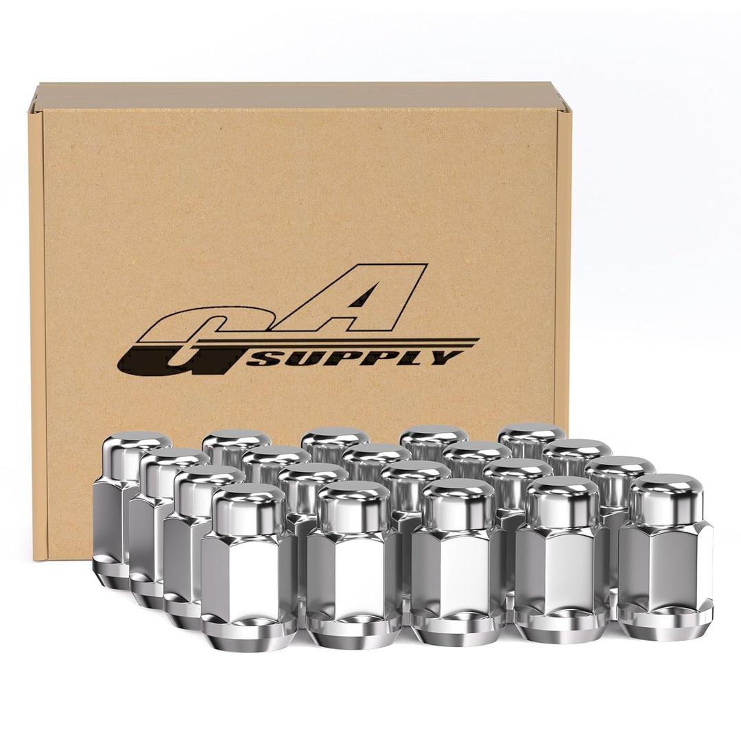 GAsupply M12x1.25 Lug Nuts, Closed End Bulge Acorn Chrome Lug Nuts Cone Seat 1.38" 35mm Tall 3/4" 19mm Hex, 20 Pack (Silver)
