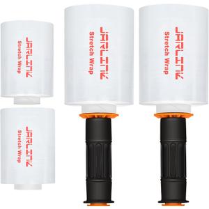 JARLINK 4 Pack Stretch Wrap, 5 Inches Shrink Wrap for Pallet Wrap, Moving Wrapping Plastic Roll, Industrial Strength Stretch Film up to 650% Stretch with Handles, 1000 Feet