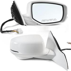 Right Passenger Side Mirror Fits for 2013 2014 2015 2016 Honda accord with Camera Power Glass Heated Turn Signal and Manual Folding Match to White Replace 76200T2GA42ZC (12Pins)