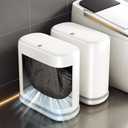 Bathroom Trash Can with Lid, 3 Gallon Small Slim Garbage Bin with Auto-Adsorption & 75 Bags (5 Rolls), Mini Waste Basket Dog Proof for Bathroom, Kitchen, Office, Bedroom, Laundry, Toilet, Rv, White