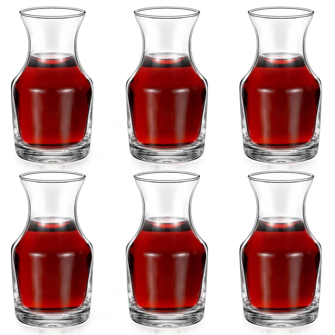 5 Pack Single Serving Wine Carafe Glass Small Mini Carafe Individual Wine Refill Decanter for Dinner Parties Tastings Bars Restaurants (6.5 oz)