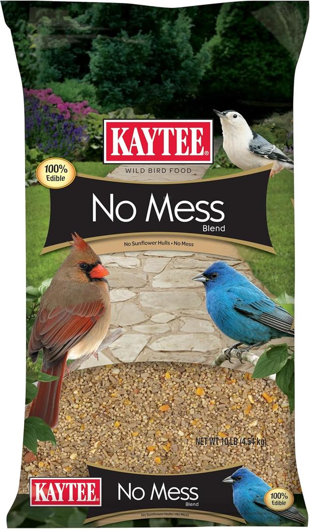 Kaytee Wild Bird (No Mess or Waste Free) Food Seed Blend For Blue Jays, Woodpeckers, Juncos, Cardinals, Grosbeaks, Sparrows, and Finches, 10 Pound,