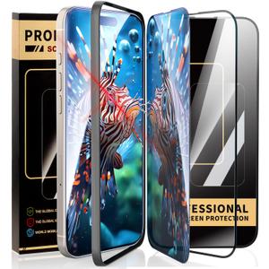3 Pack Screen Protector for iPhone 15 iPhone 16Pro Max iPhone 14 HD Tempered Glass,2 HD 1 Anti Spy Privacy with Install Frame Bubble-and-Dust-Free iPhone Durable and Drop-Proof