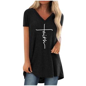 KKG Tops Tunics for Women to Wear with Leggings, Casual Loose Fit V Neck Short/Long Sleeves T Shirt (XX-Large)