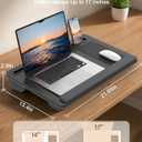 HETTHI Lap Desk with Cushion, Large Laptop Besk Bed, Up to 17" Laptop Tray for Bed with Wrist Rest, 2 Self-Adhesive Mouse Pads, Portable Handle, Tablet Phone Slot (Black)