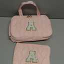 YOOLIFE Hanging Toiletry Bag Makeup Bag for Women Girls, Initial Toiletry Bag Cosmetic Bag, Personalized Birthday Gifts for Women Teen Girls Letter Pink A