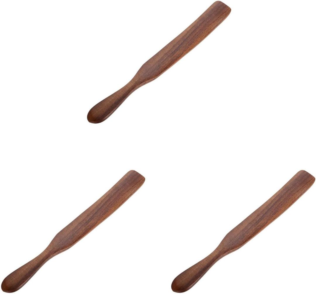 Cabilock Wooden Spatula 3pcs Slotted Mixing Salad Portable Non for Spurtles Non- Stick Spatula Utensil Wood Natural Turner Cookware - Serving Teak Kitchen Spurtle Wooden with Long and