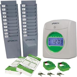 uPunch HN3500 Advanced Time Clock Bundle for Small Business: Complete Employee Time Tracking System with 100 Time Cards, 2 Racks, 2 Ribbons, and 6 Keys