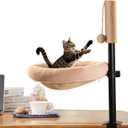 ZUPETCO Cat Desk Bed - with Attachable Scratching Post, 360 Rotating & Adjustable Cat Hammock Mount, Pet Nest for Home Office