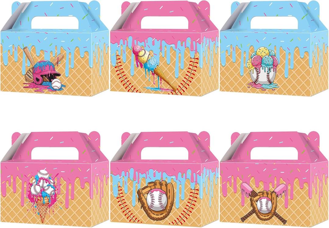 12 Pcs Ice Cream Drip Baseball Birthday Party Supplies Baseball Ice Cream Drip Party Treat Boxes Sport Theme Gift Box Summer Decorations for Team Gift Sport Birthday Baby Shower Parties Favors