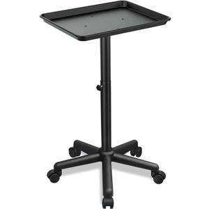 Salon Tray on Wheels, Salon Rolling Tray with Adjustable Height, Hair Stylist Tray, Suitable for Tattoo Tray and Dental Tray (Black)