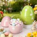 2 Pcs Easter Decorations Easter Egg Candy Jars with Airtight Lids Ceramic Cookie Jars Decorative Candy Dish Food Storage Canister Egg Decorations for Spring Kitchen Home Table Gift Basket Stuffers