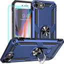 Yiakeng for iPhone 8 Case, iPhone 7 Case, iPhone SE 2020/2022 Case with Screen Protector, Military Grade Protective Cases with Ring for iPhone 8/7/SE 2020 (Blue)