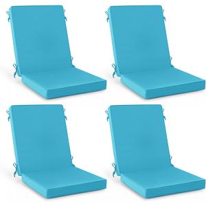 Summsun Patio Dining Chair Cushions with Non-Slip Bottom, Water Resistant Outdoor Seat Cushion with Ties, Removable Covers for Garden Lawn Patio Furniture, 44 x 20 Inch, Teal, Set of 4