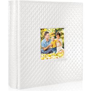 Colemoly Photo Album 4x6 500 Photos Button Grain Leather Cover Ample Capacity Albums Holds 500 Horizontal and Vertical Pictures Baby Gift(White, 500 Pockets)