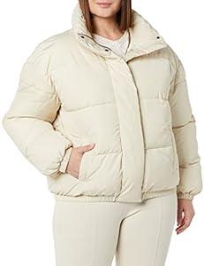 Amazon Essentials Women's Relaxed-Fit Mock-Neck Short Puffer Jacket (Previously Daily Ritual), Sand, 4X