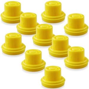 Mapleza Professional Top Hat Blitz Gas Can Cap, Yellow - Universal Spout Replacement with Venting for 1 & 2 Gallon Gasoline Can, Pack of 10
