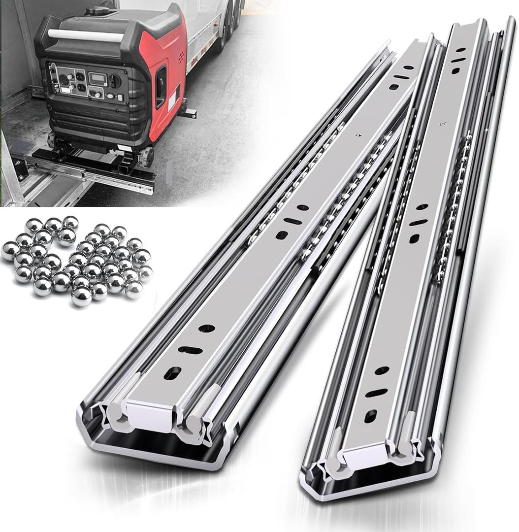 Heavy Duty 22 Inch Drawer Slides, 200 lb Load Capacity, Side Mount, Full Extension, Ball Bearing, Cabinet Tool Box Rail, 1/2" Thick Clearance, 1 Pair