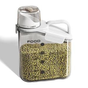 8.27" x 4.33" x 10.63" Dry Food Storage Container with Measuring Cup Lid – 2L Cereal Dispenser Rice Storage Box with Handle – BPA-Free Airtight Grain Container for Kitchen, Pantry, or Pet Food