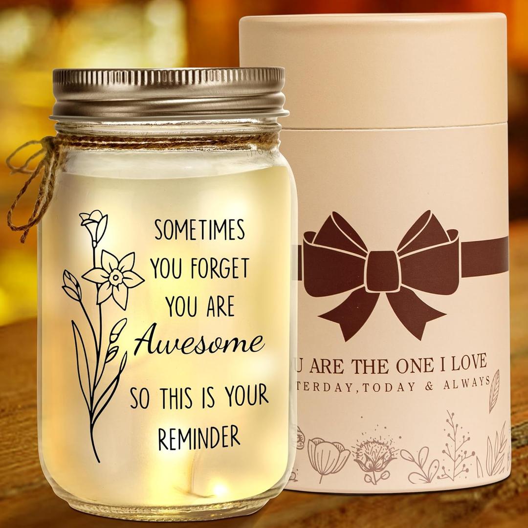 Kenon Mason Jar Gifts for Women, Birthday Gifts for Women, Home Decoration Lights, Personalized Jar Night Light Thank You Christmas Gift for Women Friendship Graduation Employee Coworkers (You are Awesome)