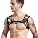 JOCKMAIL Men's Neoprene Harness with Elastic Shoulder Straps - Muscle Chest Harness (Camou)