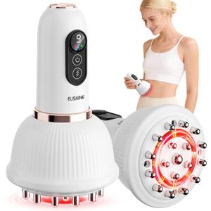 ELISHINE Lymphatic Drainage Massager, Anti Cellulite Massage Tool, Body Sculpting Machine with Red Light Therapy, Heating, Vibration for Stretch Marks & Cellulite, Gift for Women & Men, White