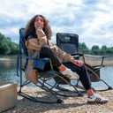 Portal Outdoor Rocking Chair Camping Folding Portable Rocker with Cup Holder Side Pocket Carry Bag, Support 350LBS (Midnight Blue)