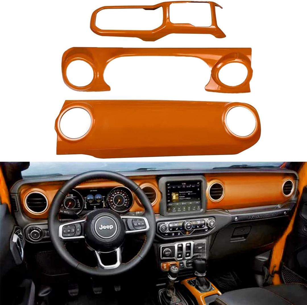 Bolaxin ABS Center Console Panel Dashboard Cover Compatible with Jeep Wrangler JL 2018-2023/ Jeep Gladiator JT 2020-2023 Interior Trim Decor for Jeep Accessories 