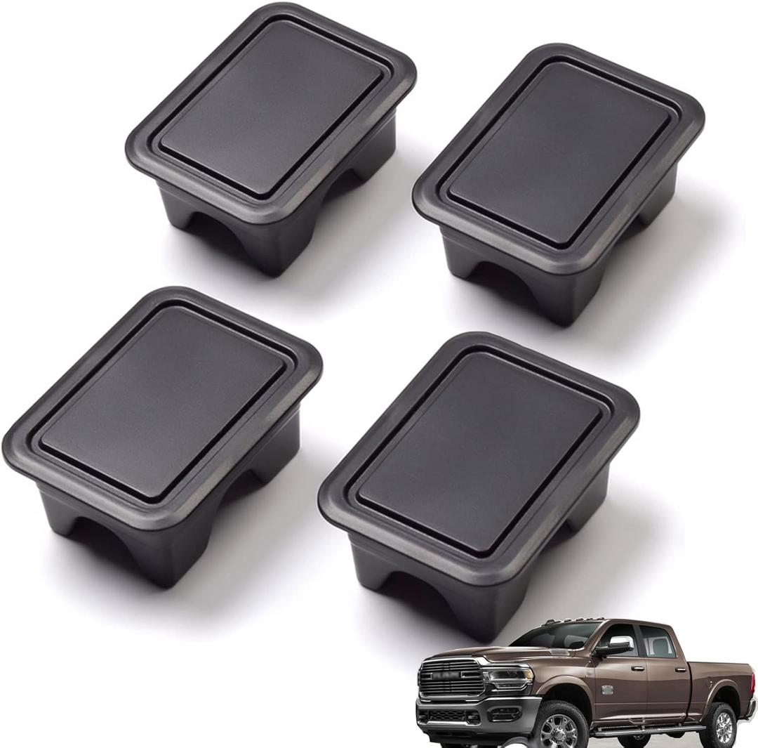 4pcs Bed Rail Stake Pocket Covers, Black Truck Bed Hole Plugs as Pickup Bucket Caps Hole Plugs Accessories Compatible with Dodge Ram 19-21 1500 2500 3500