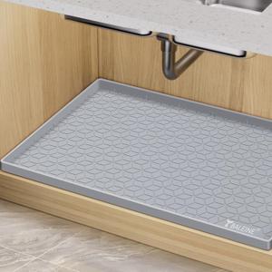 BALEINE 34''×22'' Under Sink Mat, Waterproof Food Grade Silicone Undersink Mat, Cabinet Shelf Drip Tray, Under Sink Liner for Kitchen, Bathroom (Charcoal)