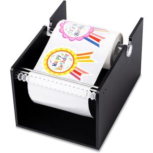 Manual Label Sticker Dispenser for Rolls of Stickers - Adjustable Tabletop Acrylic Holder for Multiple Rolls in Classroom, Business, Home